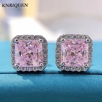 charms 925 sterling silver 77mm topaz pink quartz high carbon diamond stud earrings for women gemstone ear fine jewelry gifts