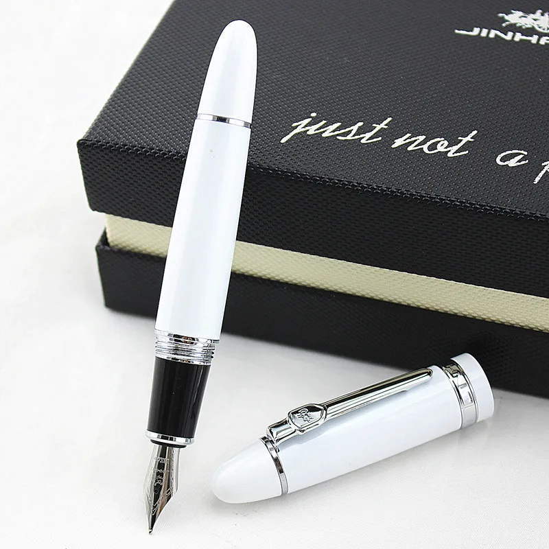 JINHAO 159 широкая 18KGP 0 5 мм перьевая ручка белого цвета модные ручки|pen writing|silver penjinhao |
