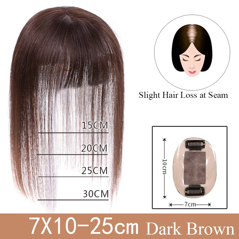Brazilian Straight Topper Hair Remy Hair with Bangs for Women Clip-in One-piece Hair Extension Human Hair Pieces for Hair Loss