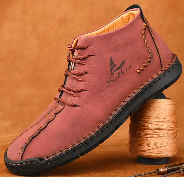 Ботинки Martin на мягкой подошве зимние мужские ботинки ручной работы кожаные