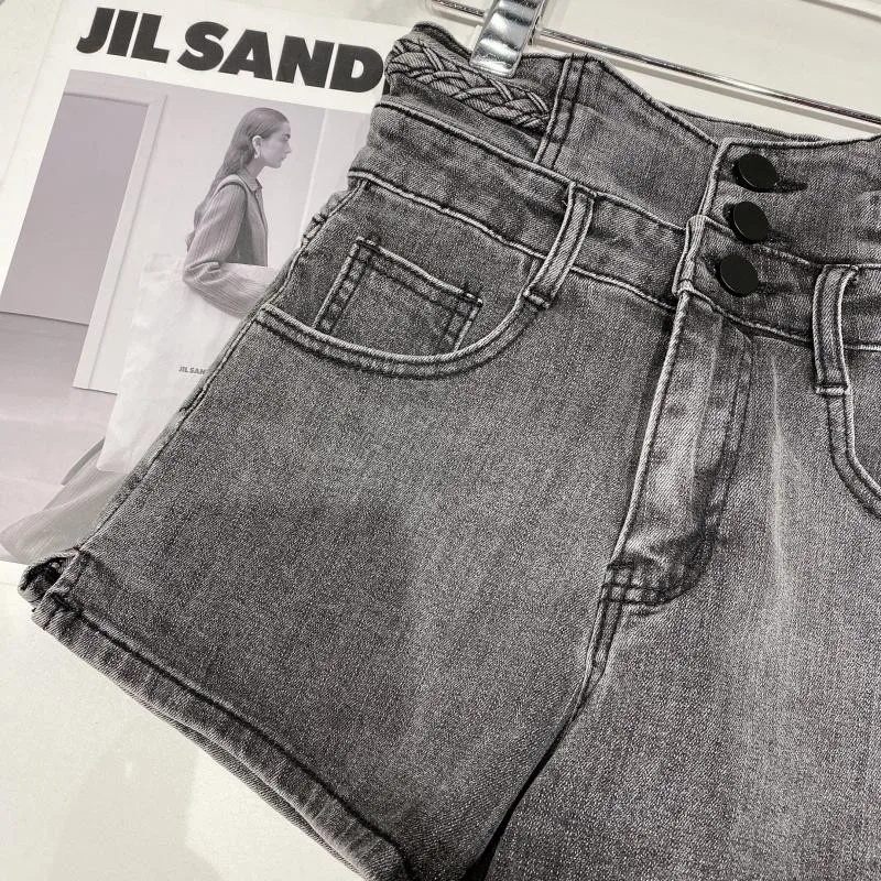 

Irregular High Waist Denim Shorts Women Vintage Gray Straight Mini Trousers 2021 Summer Sexy Push Up Jeans Female Casual Shorts