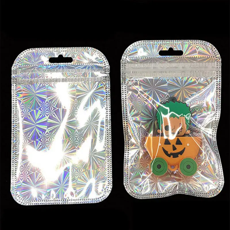 50 шт Радуга прозрачные симфония Ziplock мешок переливающийся мешки замка