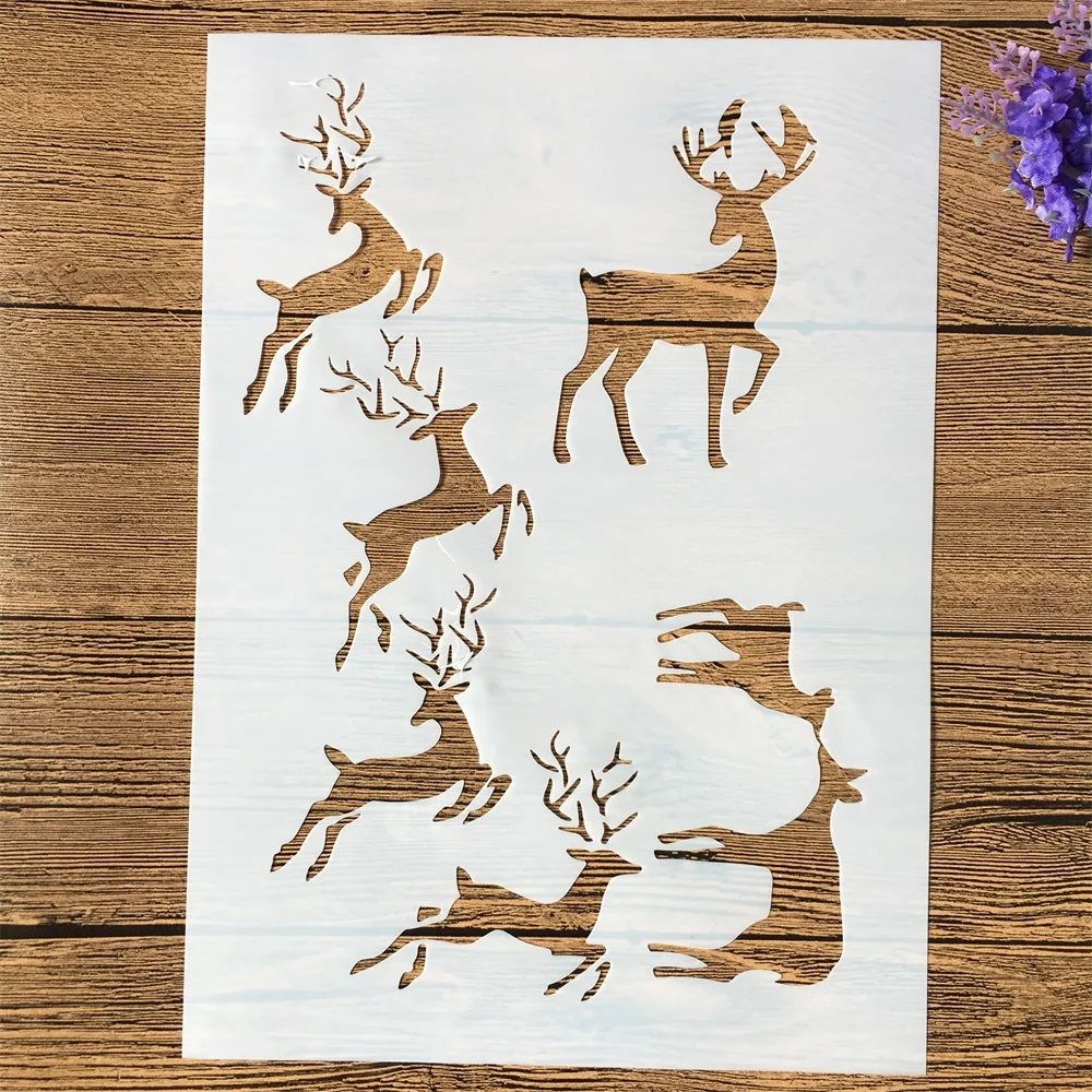 4Pcs/Set A4 29cm Unicorn Deer Horse Dolphin DIY Layering Stencils Painting Scrapbook Coloring Embossing Album Decor Template | Канцтовары