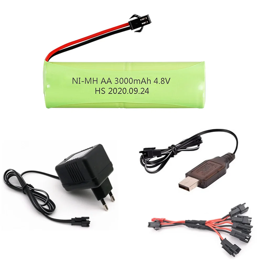 

3000mah 4.8V AA NI-MH Battery SM Plug with 4.8V charger set For Rc toys Cars Tanks Robots Boats Guns Ni-MH AA 4.8 V Battery Pack