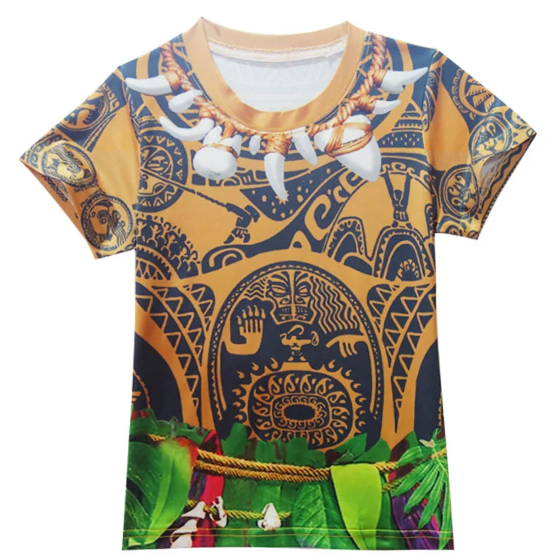 Купальный костюм для мальчика 2020 года с короткими рукавами Moana Cosplay Maui рубашка шорты штаны кепка купальник костюм плавки.