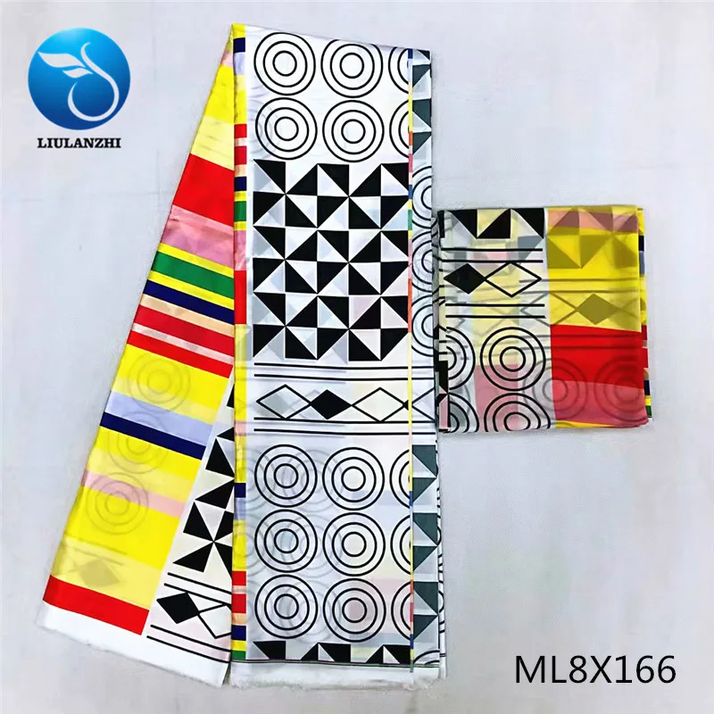 ML8X166 LIULANZHI Анкара шелковый атлас принты восковые ткани 4 ярдов красочные африканские 2 ярдов шарф принты ткань шитье Шелковый воск ML8X165-180 - Цвет: ML8X166