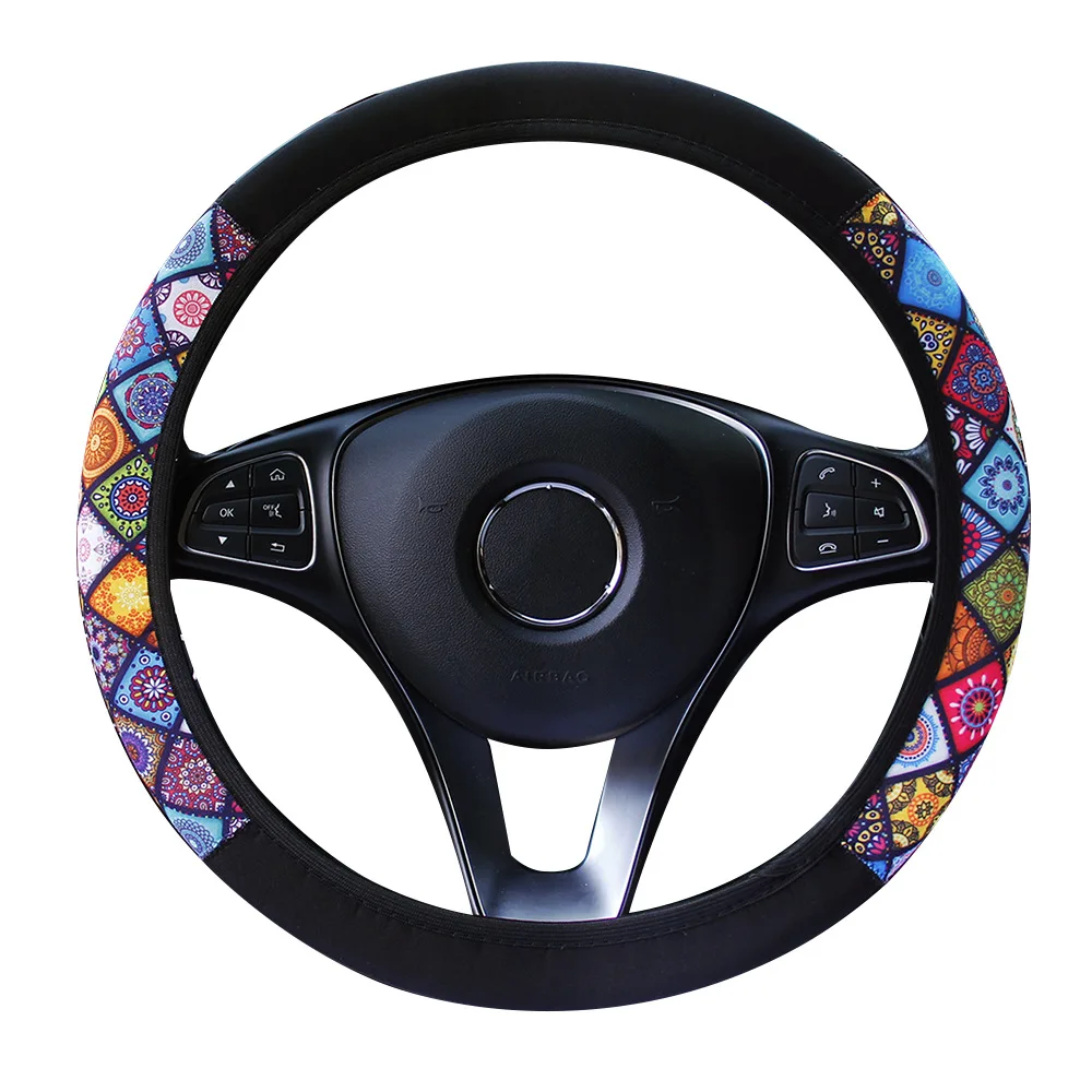 

Lycra Print Car Steering Wheel Cover Vehicle Universal Anti Slip Steering Handle Cover Car Styling Auto Interior Accessories