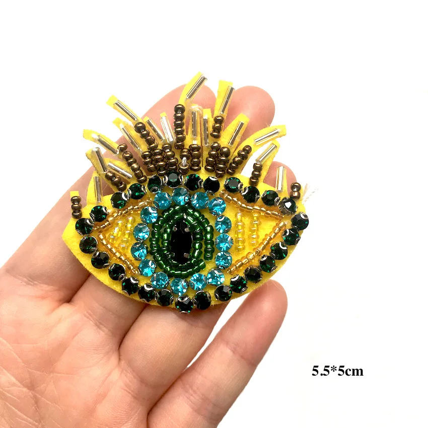 1 шт. ручной работы 9 видов глаза бисером стразы аппликация патчи Пришить для