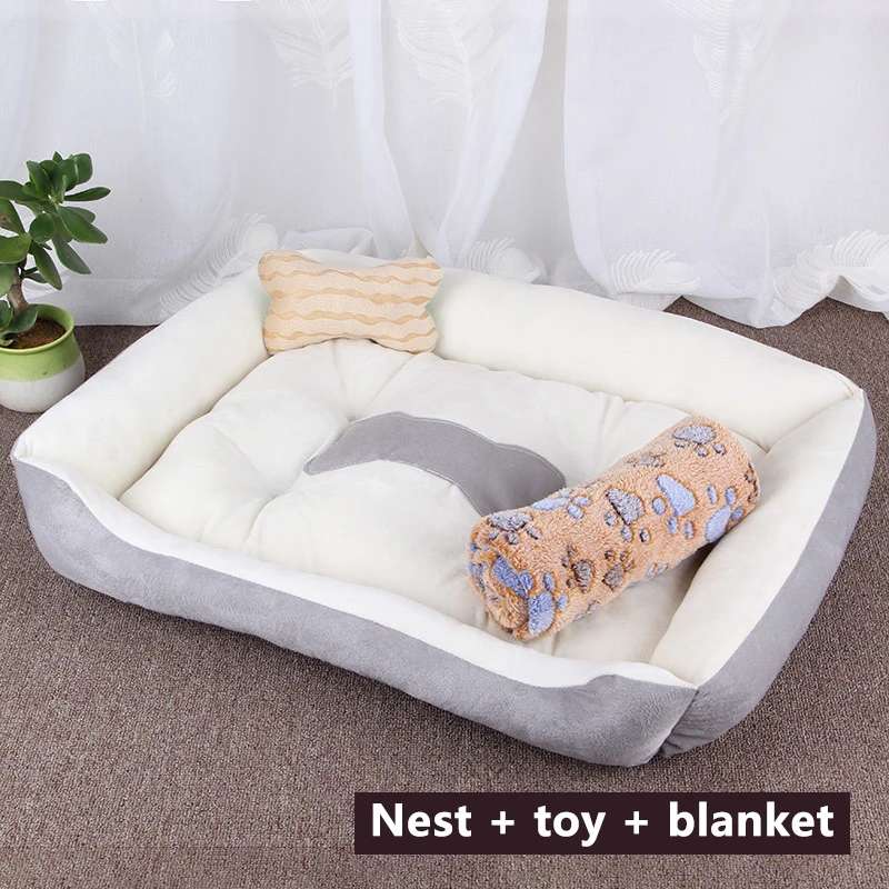 Зимняя теплая Лежанка для домашних животных с подушкой приносит одеяло кровать