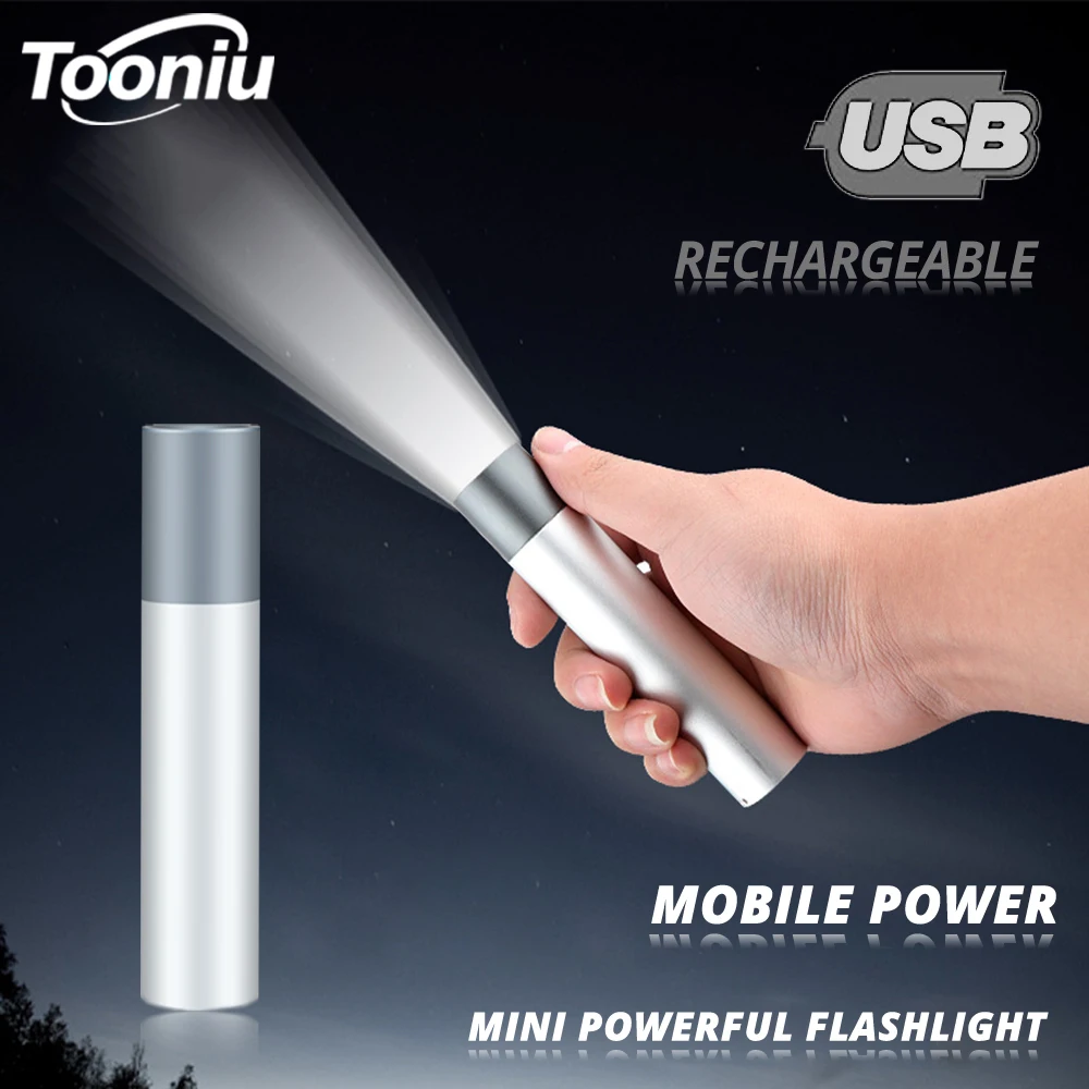 USB Перезаряжаемый простой Креативный светодиодный фонарик из алюминиевого