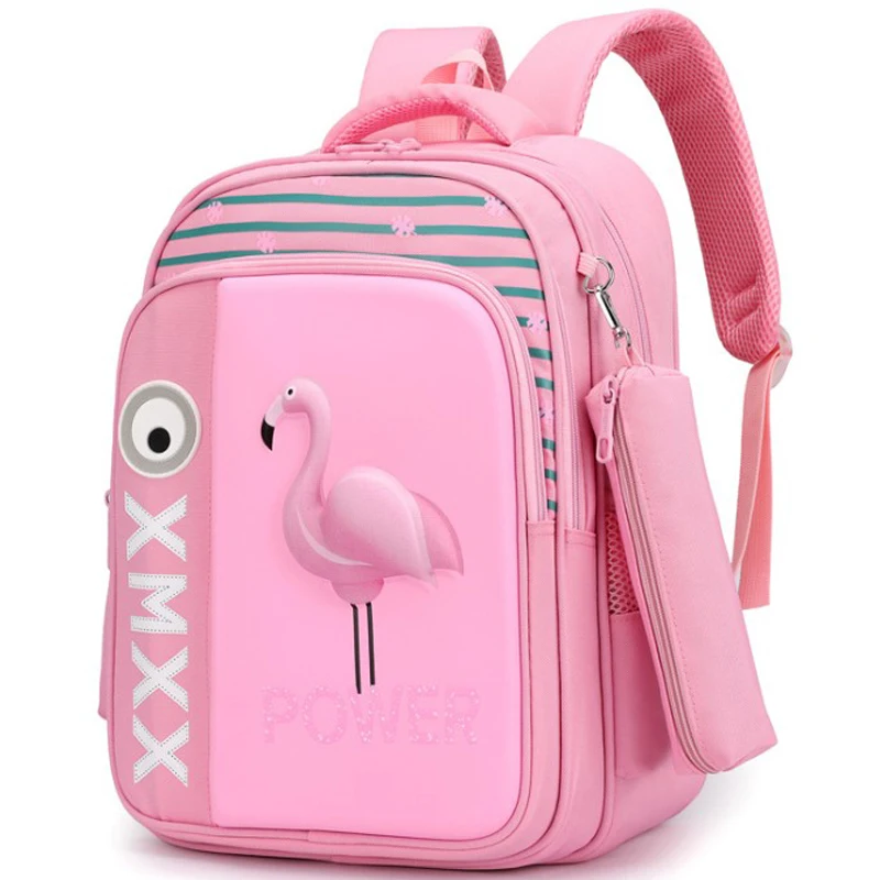 cut school bag for girl waterproof nylon purple blue Flamingo kids school bags japanese children school bag and pencil case