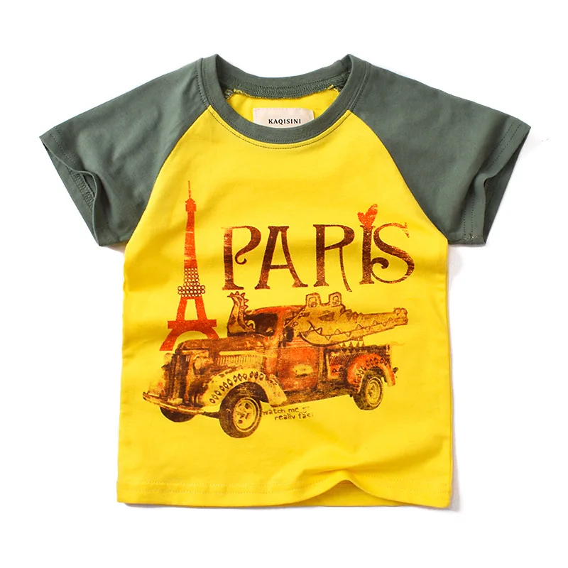

DIIMUU Summer Baby T-Shirt Kids Boys Short Sleeves Tops Cotton Casual Tees Children Clothes Cartoon Students Clothes T-shirt