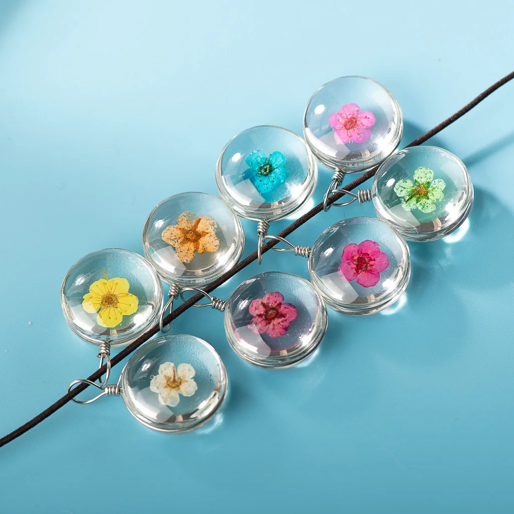 18# Iron Wire Glass Ball And Flowers flower Pendant For DIY Earrings Bracelet Choker Necklace Jewelry Making Beads Z611