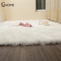 luxury hairy carpets sheepskin plain fur skin fluffy bedroom faux mats washable artificial textile area square rugs home decor