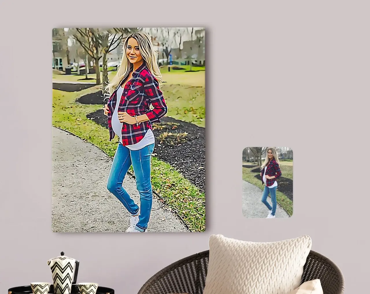 

Персонализированный полноразмерный холщовый стол с карикатурой для беременных женщин 70x100 см-1