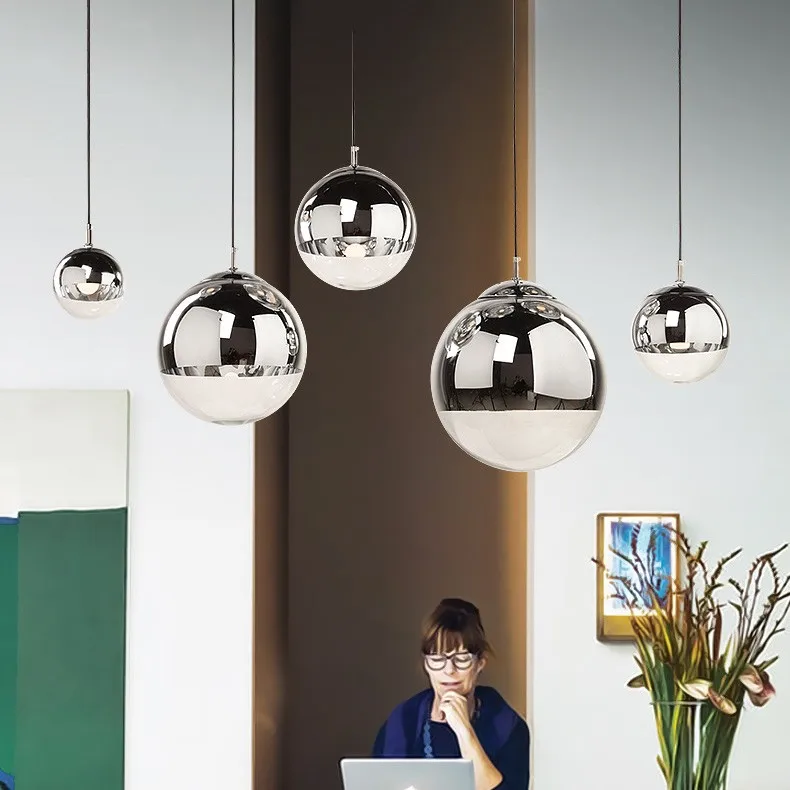 Nordic Silver Gold Glass подвесной светильник Современный зеркальный стеклянный шар