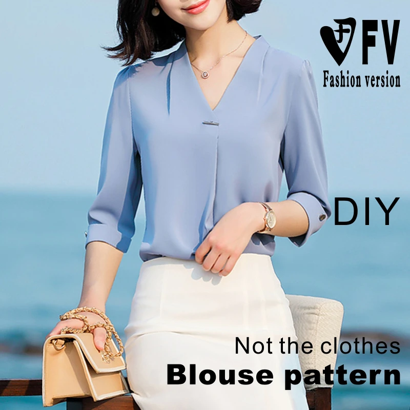 

Clothing pattern women's cross V-neck shirt cutting drawings 1:1 making pattern BCY-133