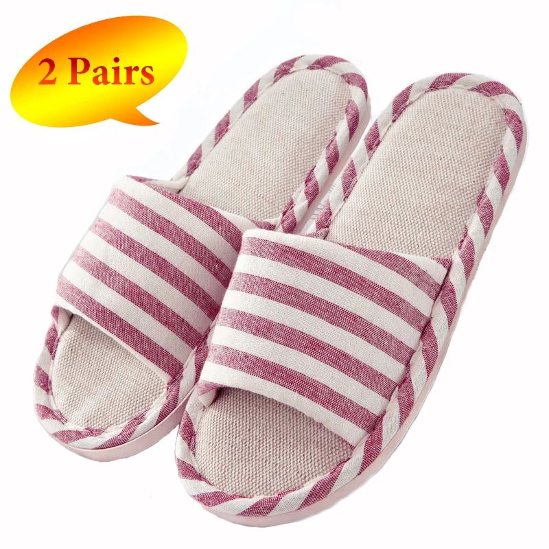 2 пары летние домашние тапочки женская домашняя обувь из хлопка и льна женские