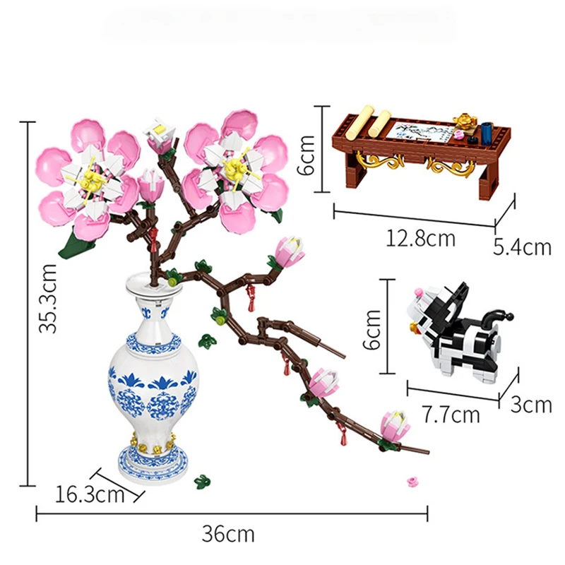 

New DIY Artificial Flower Succulent Plants Bonsai Model Bricks MOC Home Decoration Building Blocks Girls Toys for Kids Gifts