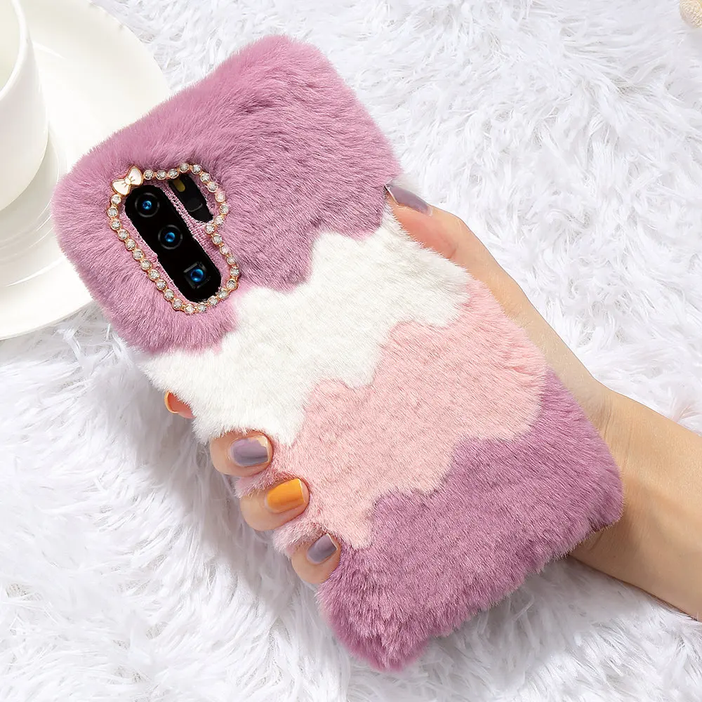 rose red LAPOPNUT для HUAWEI P30 Pro P30 Lite Nova 4e mate 20 Pro mate 20 Lite P20 Pro Алмазная мягкая теплая пушистая плюшевая задняя крышка чехол - Цвет: rose red