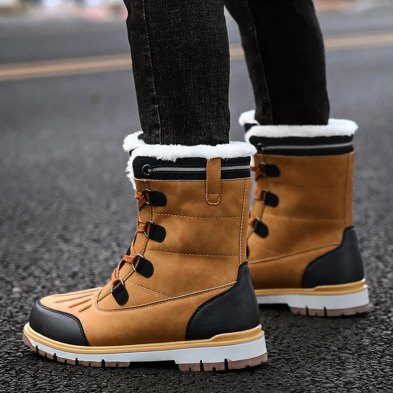 Мужская зимняя обувь Зимние ботинки Теплые Нескользящие утолщенные