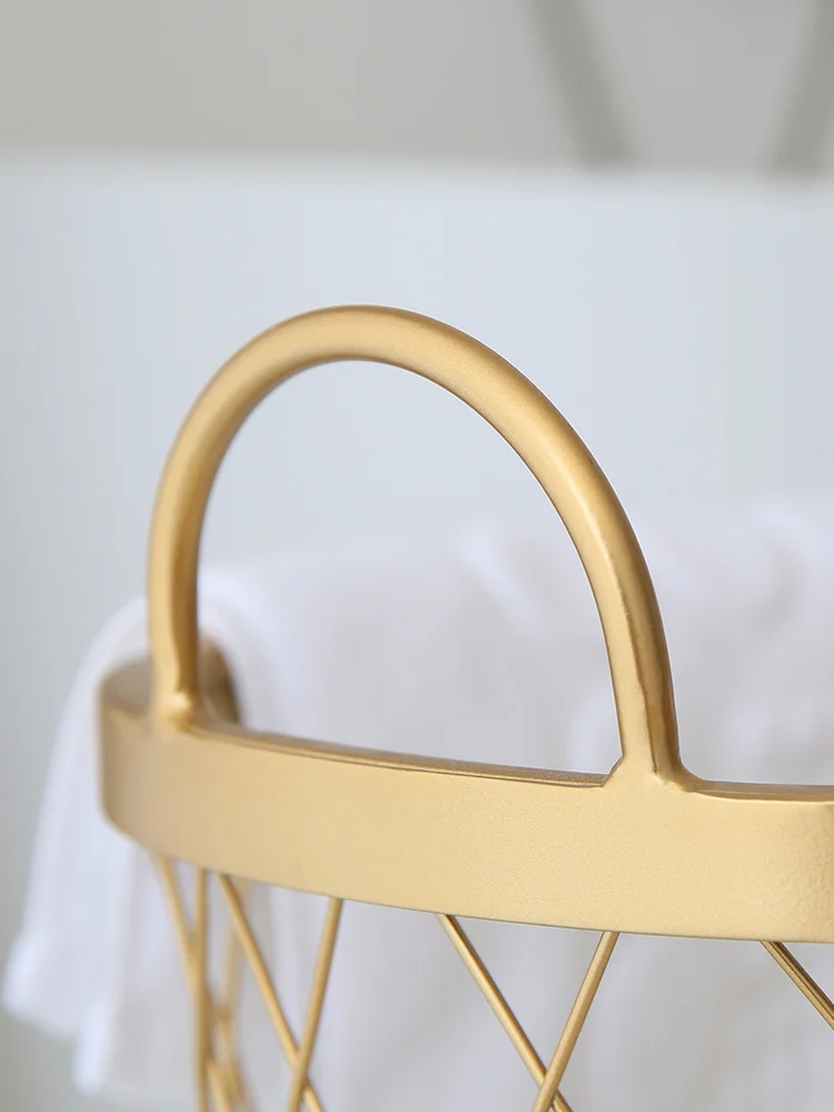 

Nordic Wrought Iron Toys Clothes Storage Basket Bathroom Dirty Clothes Basket Laundry Basket Metal Material Universal Pulley
