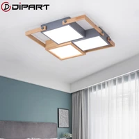 modern nordic led ceiling lights wooden square ceiling lamp with dimming remote for living room dining light bedroom lamps
