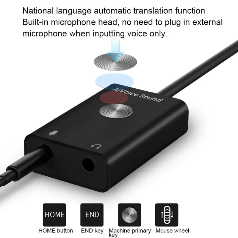 Hot Sale 3-in-1 3.5mm USB Converter Sound Card Adapter Translator AI Smart Voice To Text Search Support 24 Languages | Электроника
