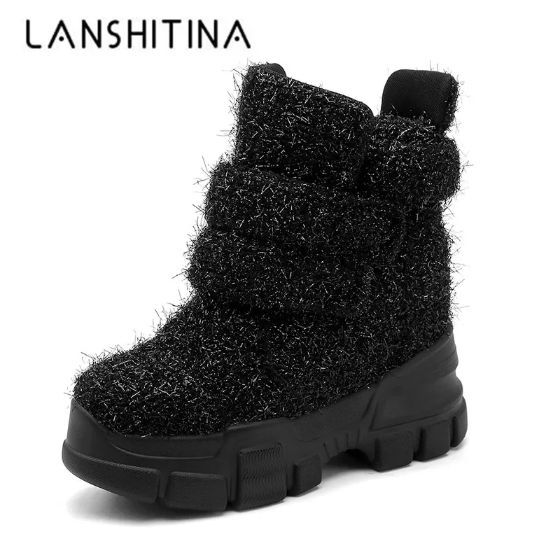 Женские зимние ботильоны на танкетке Кроссовки платформе ботинки Обувь с