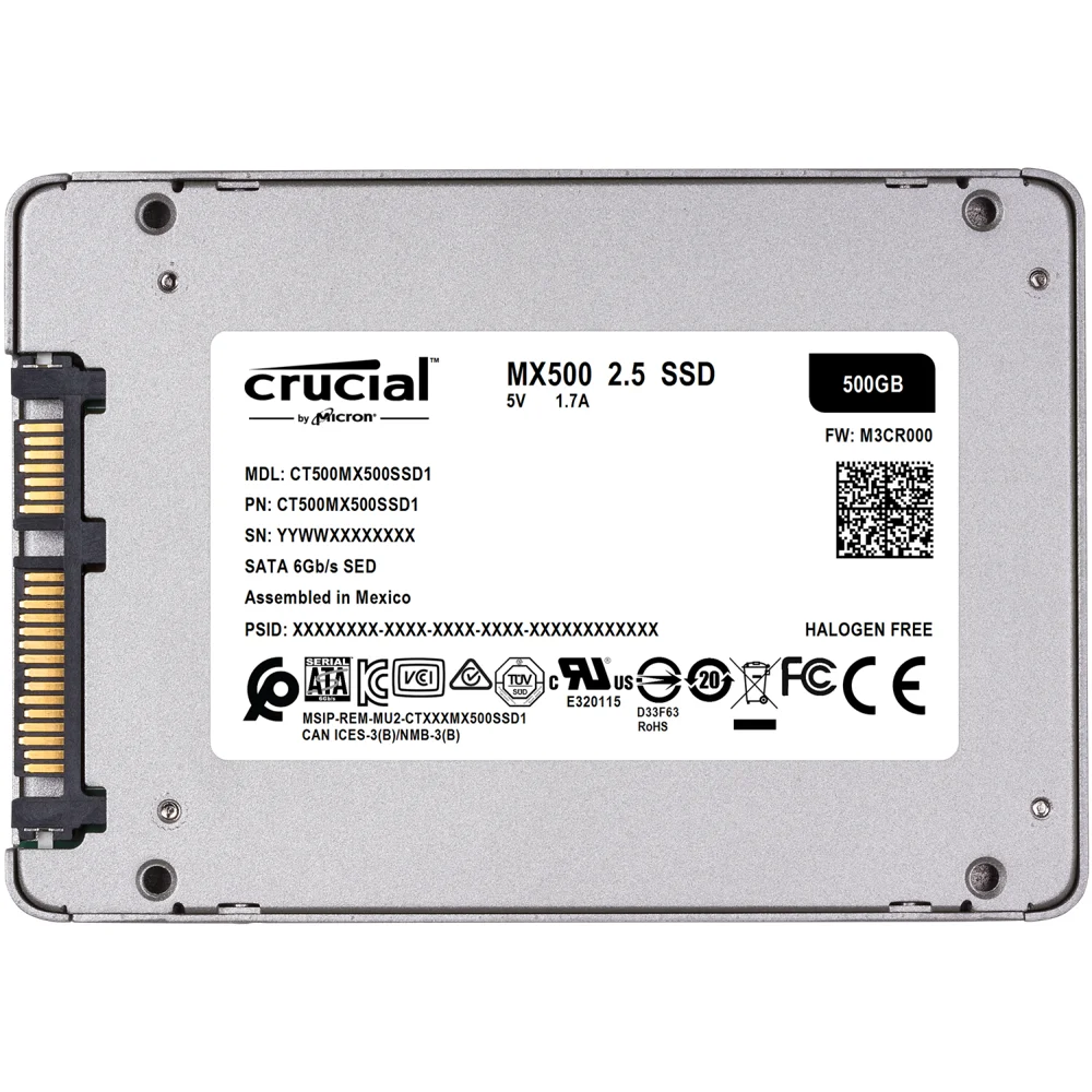 Твердотельный накопитель Crucial® MX500 2.5'' SATAIII 6 Гб/с 7 мм Non-SED (RUSSIA ONLY) | Компьютеры