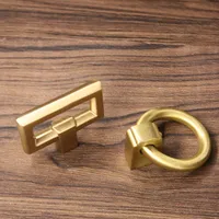 American modern simple brass drop ring drawer tv cabinet bathroom cabinet knob pull copper kitchen cabinet dresser handle square