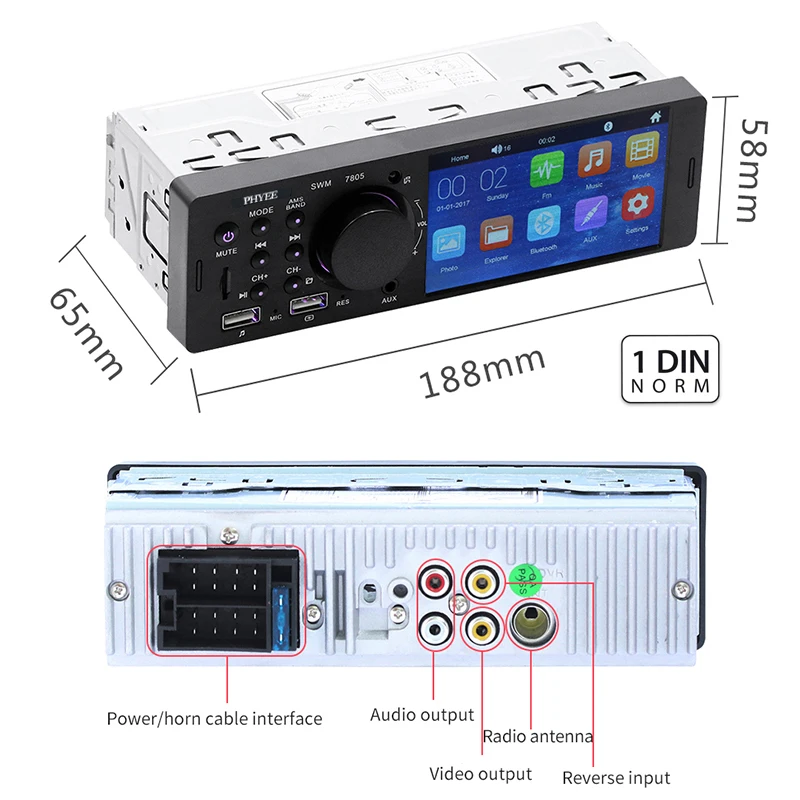Сенсорный экран Автомобильное радио 1 Din 4.1 &quotBluetooth Аудио Видео MP5 плеер TF USB