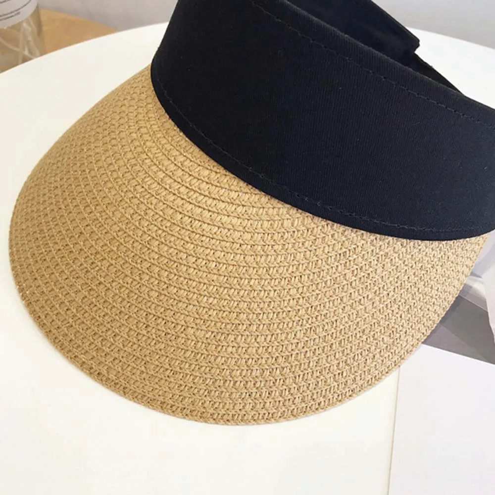 

Magic Tape Women Straw Hat Empty Women's Summer Hat Sun Protection Outdoor Sports Fishing Beach Sun Hat Lady UV Protect Cap