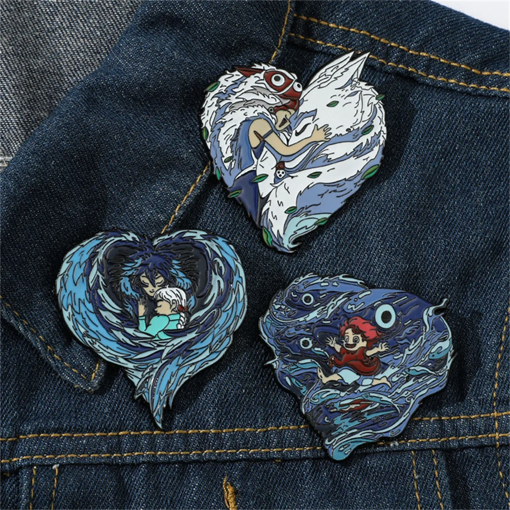 Miyazaki Hayao аниме брошь Воющий движущийся замок понё на скале Принцесса Мононоке