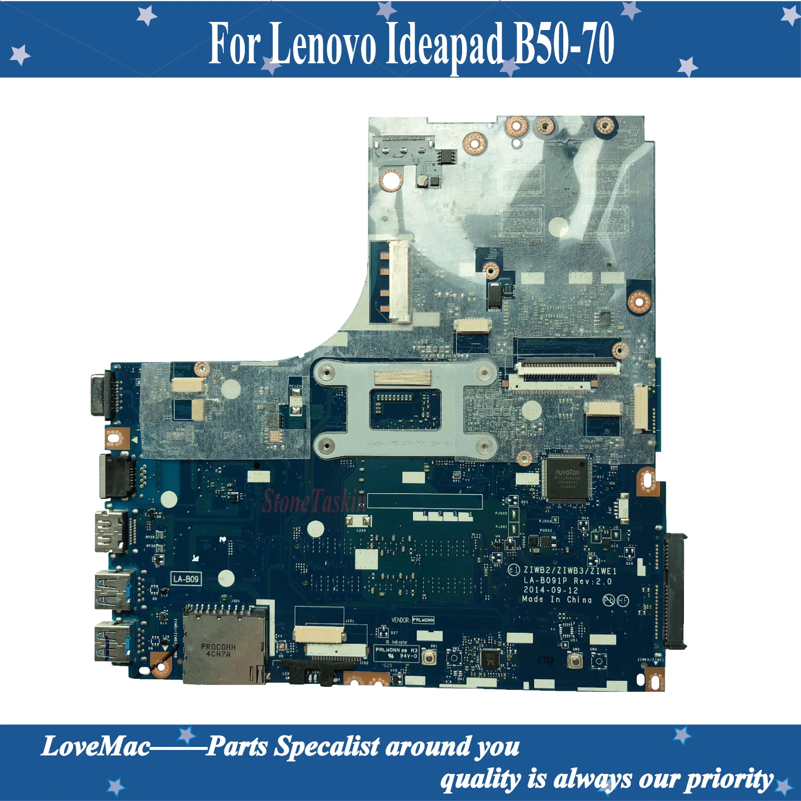 Высококачественная материнская плата ZIWB2/ZIWB3/ZIWE1 LA-B091P для Lenovo Ideapad B50-70 SR1EK I3-4005U 100%