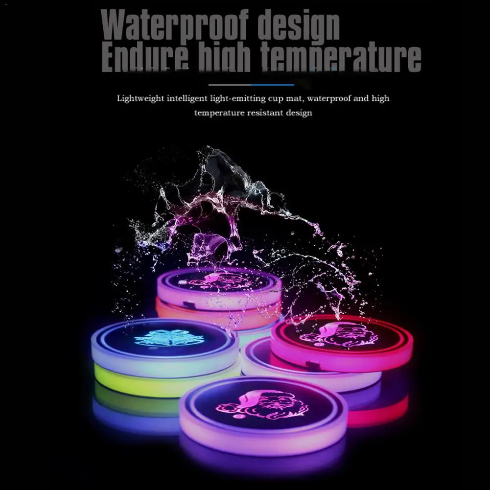 1/2 шт. автомобильный нескользящий коврик для подстаканника с 7 светодиодный |