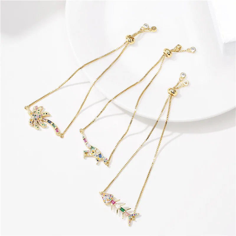 cmoonry Copper Material Gold Chain Bracelet Lightning Charm For Women Rainbow Color CZ Jewelry Gift Lovers | Украшения и