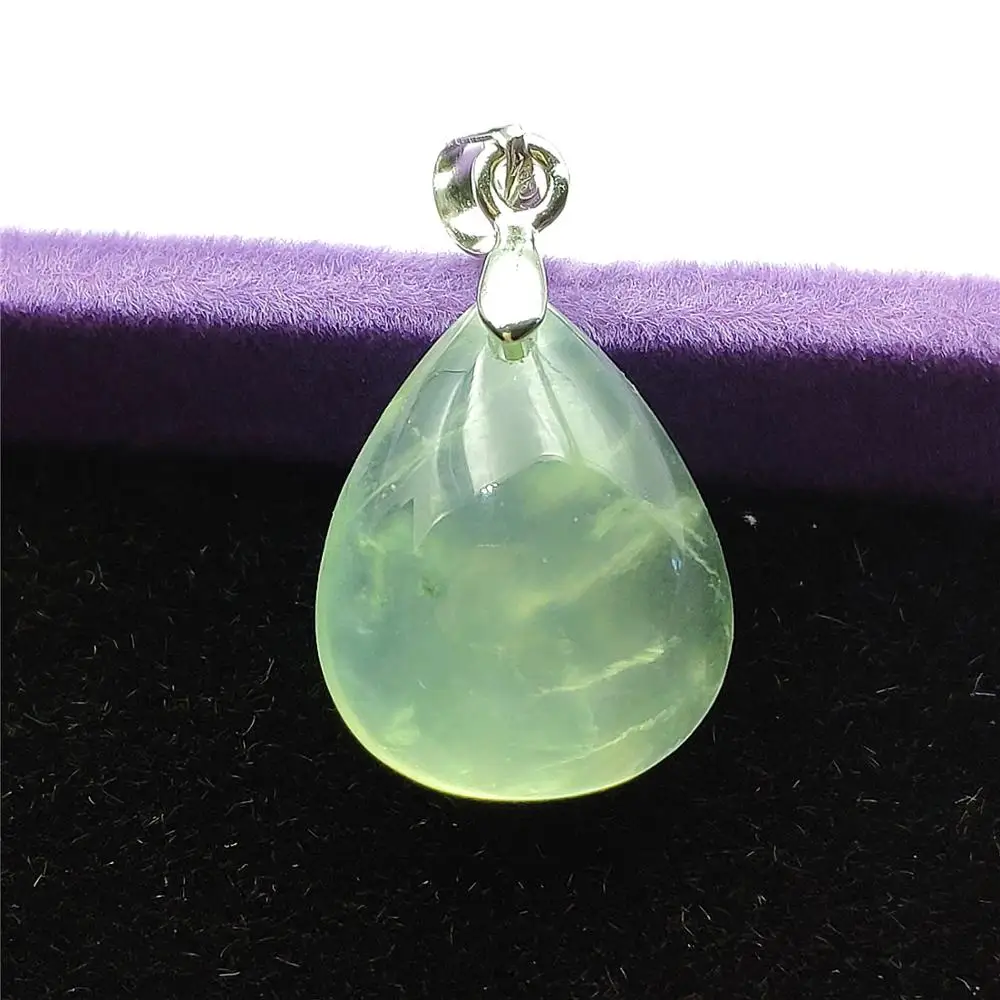 Genuine Natural Green Prehnite Crystal Water Drop Pendant 20x15x8mm Gemstone Clear Bead For Women Men Love Healing AAAAA | Украшения и
