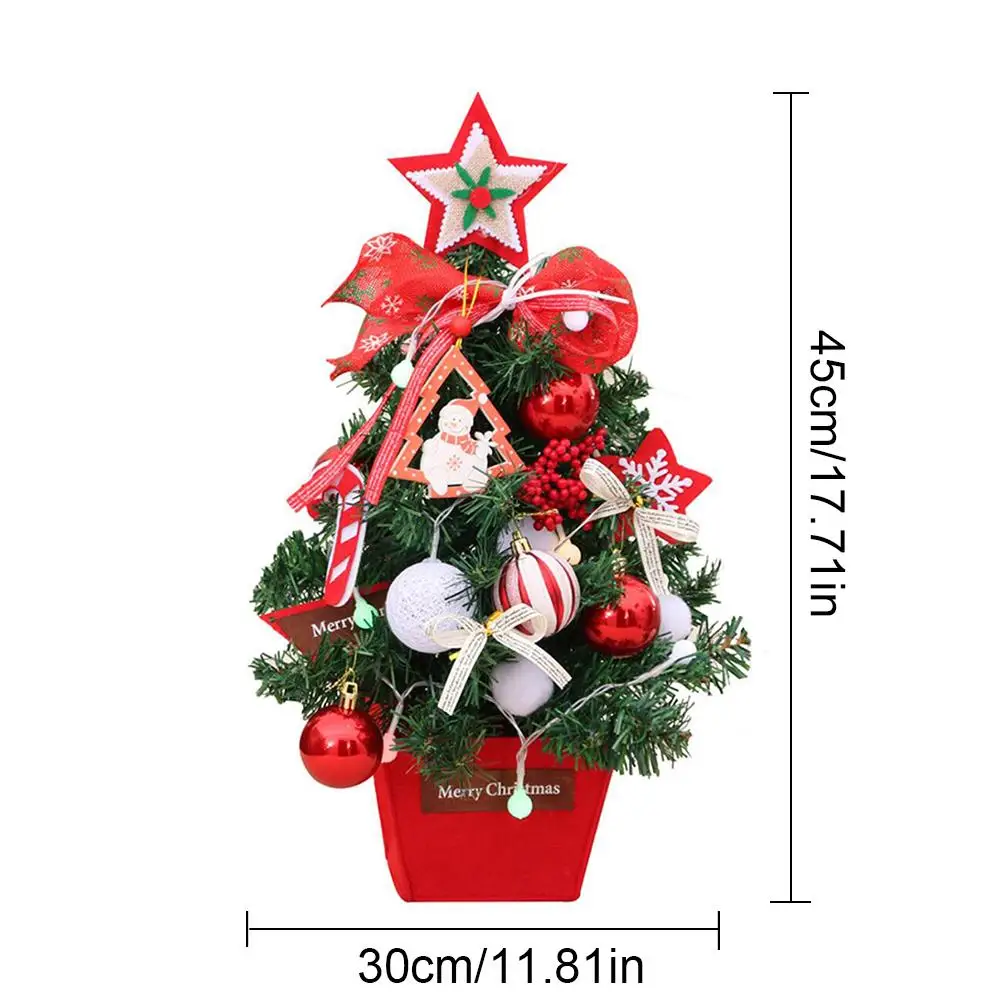 

Tabletop Christmas Tree Ornament Lighted Miniature Christmas Tree With LED Lights For Home Decor Office Dining Room Decorations