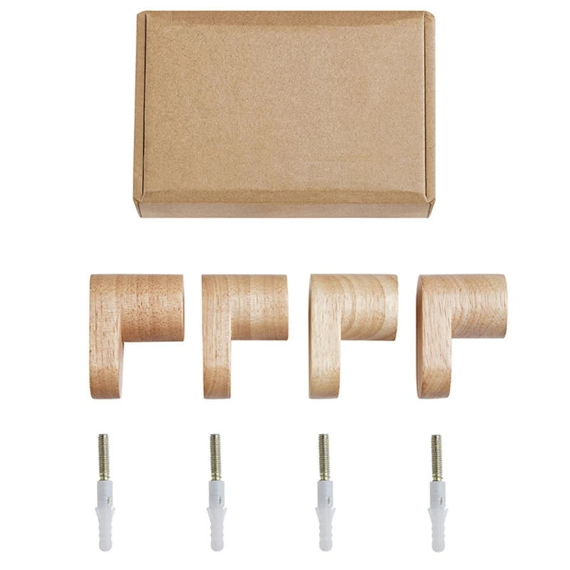 

4 Pcs Modern Solid Wood Hook,Coat Hooks Wooden Hanger Scarf Key Holder,Wooden Wall Decoration,Wall Rack Minimalist