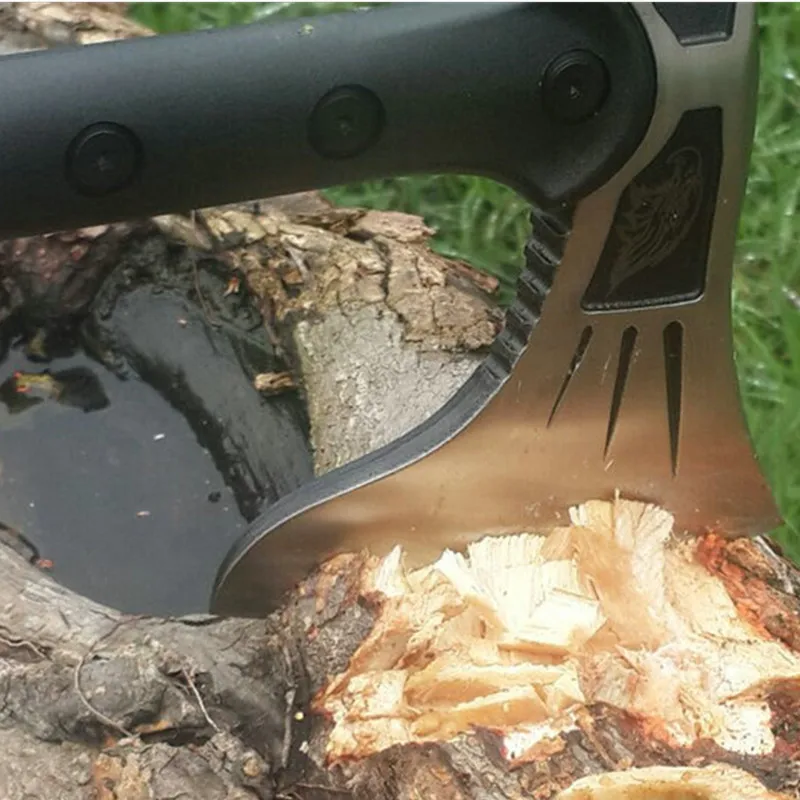 

Steel Sanded Stone Washed Axe Outdoor Camp Fire Fighting Axe Fixed Blade Camping Multi Function High Strength Nylon Fiber Axe