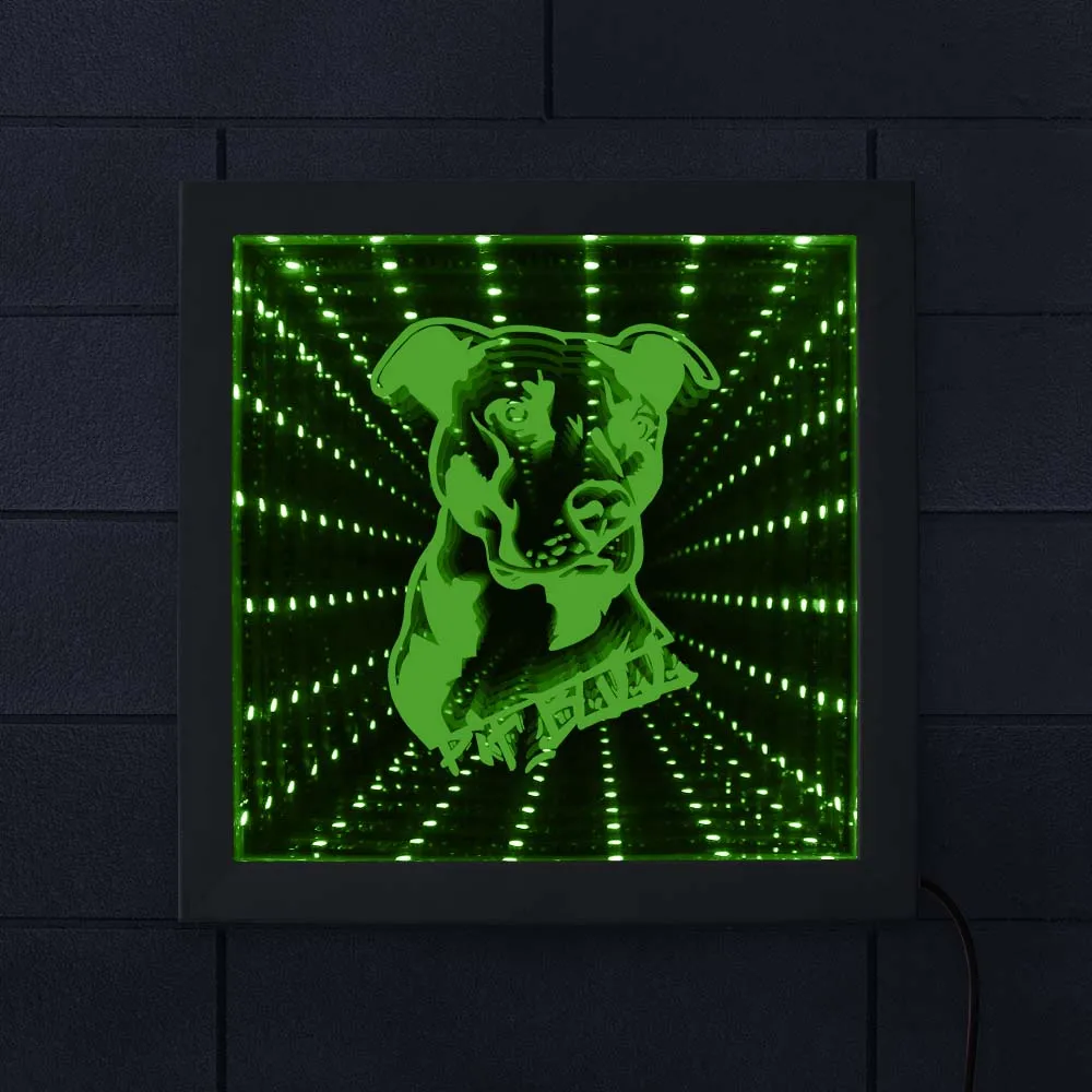 Рамка для фотографий с светодиодный светкой питбуля зеркальная LED подсветильник