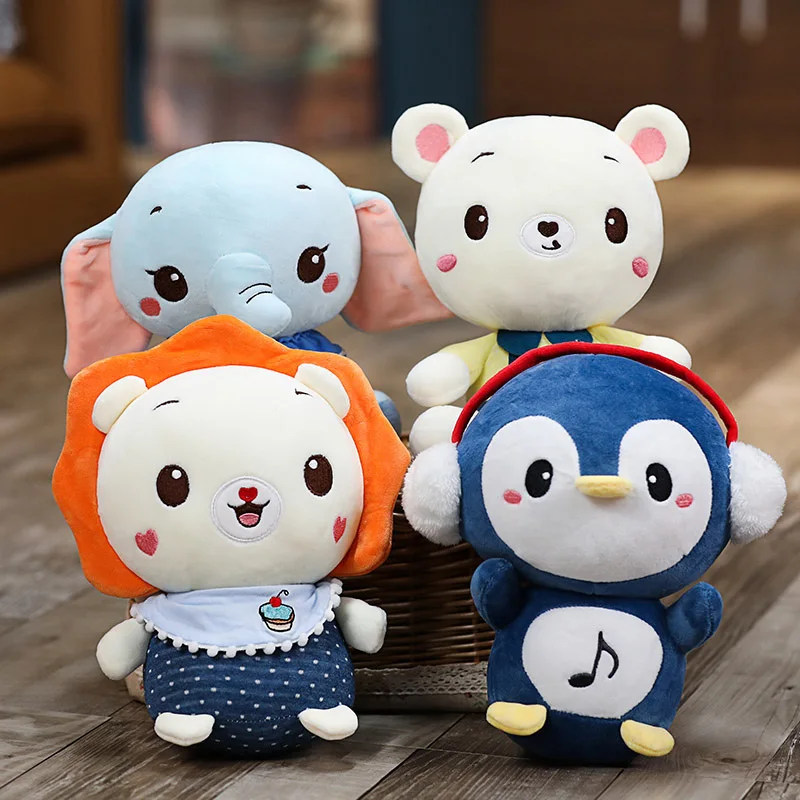 Супер милые 23 см Розовые Уши Слон Наушники Пингвины Лев белый медведь плюшевые