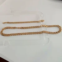 luxury 18ct yellow gold heavy 10mm miami curb link cuban mens chain necklace bracelet set jewellery 24 links