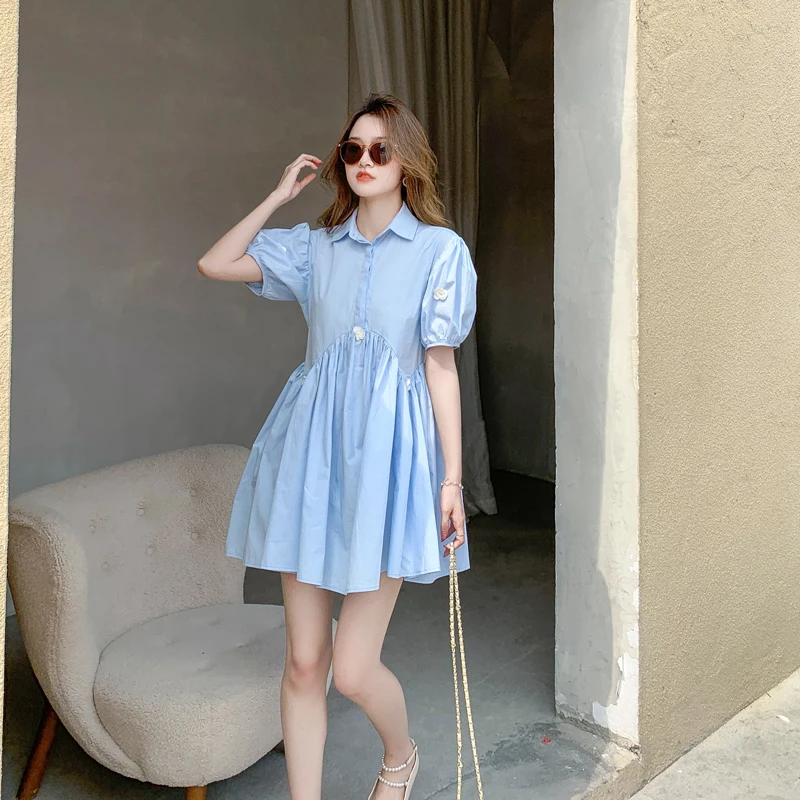 

Make new summer wear women's clothing French characteristics of female flower shirt skirt short sleeve dress