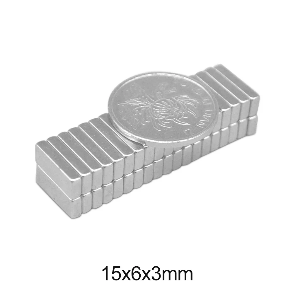 20 ~ 500 шт 15x6x3 мм сильный редкоземельный магнит толщиной 3 блок прямоугольный