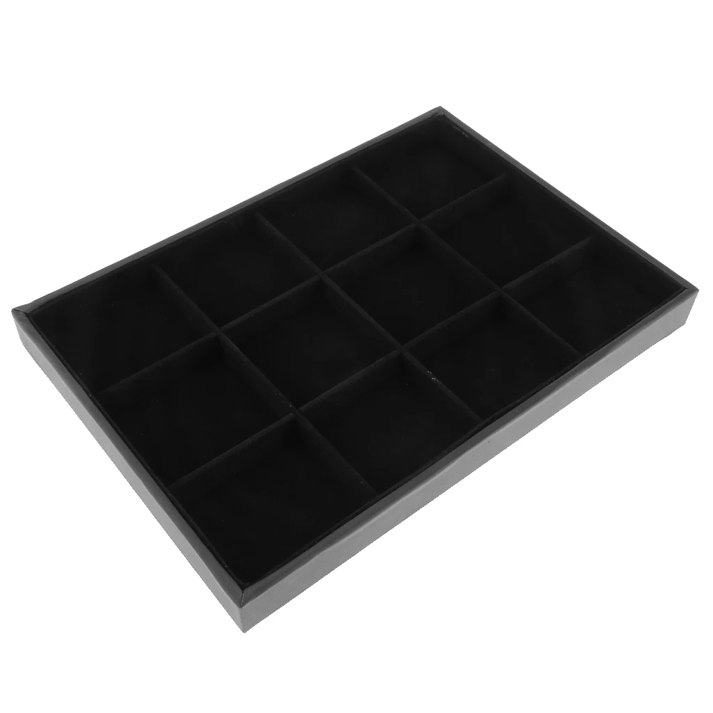 Black Leatherette V 12 отсеков Бархатный браслет часы ювелирные изделия Дисплей лоток держатель - Цвет: Black Leatherette V