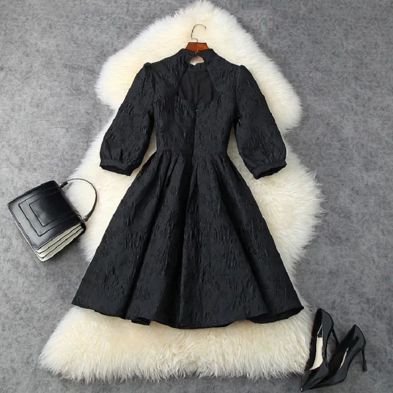 

quality 2021 new Superior autumn Celebrities sexy dress Women winter Retro jacquard Party Dress xl Fashion lady princess dresses