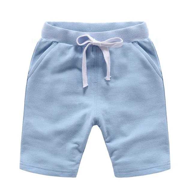 light blue Коллекция года, летние детские Шорты хлопковые укороченные штаны с эластичной резинкой на талии для маленьких мальчиков и девочек Детские шорты на возраст от 18 месяцев до 9 лет - Цвет: light blue