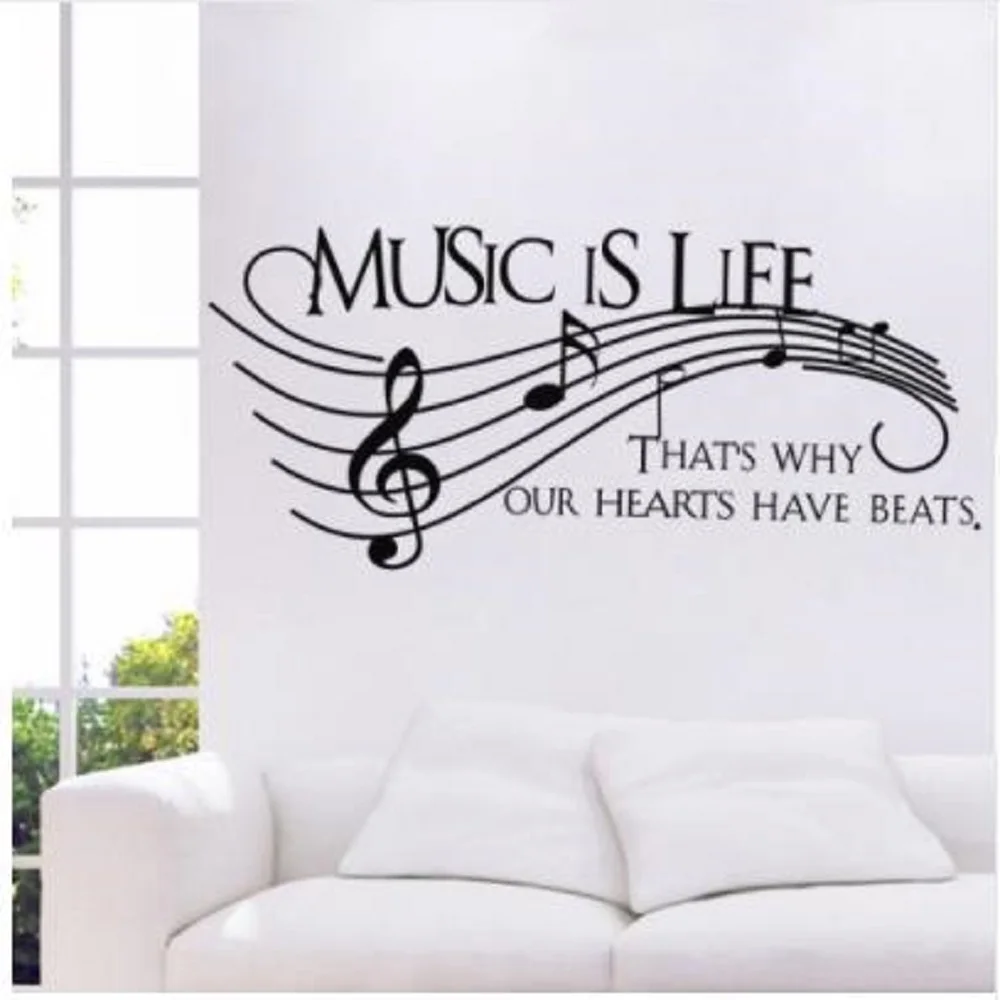 

Characters "Music" Note Wall Sticker Living Room wall sticker removable decoration decoration PVC black 57 * 129cm